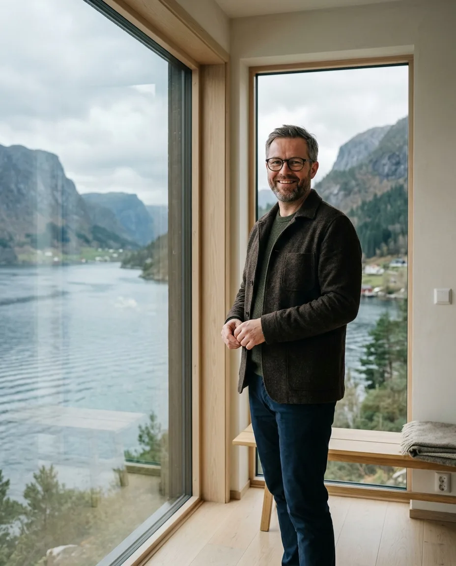 Erlend Fauskanger i kontoret på Kleppestø