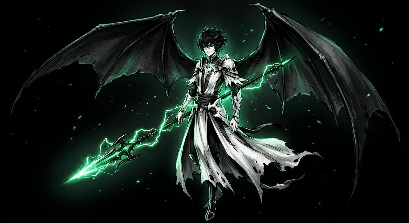 Ulquiorra i Resurrección, flaggermusens svarte vinger utfoldet